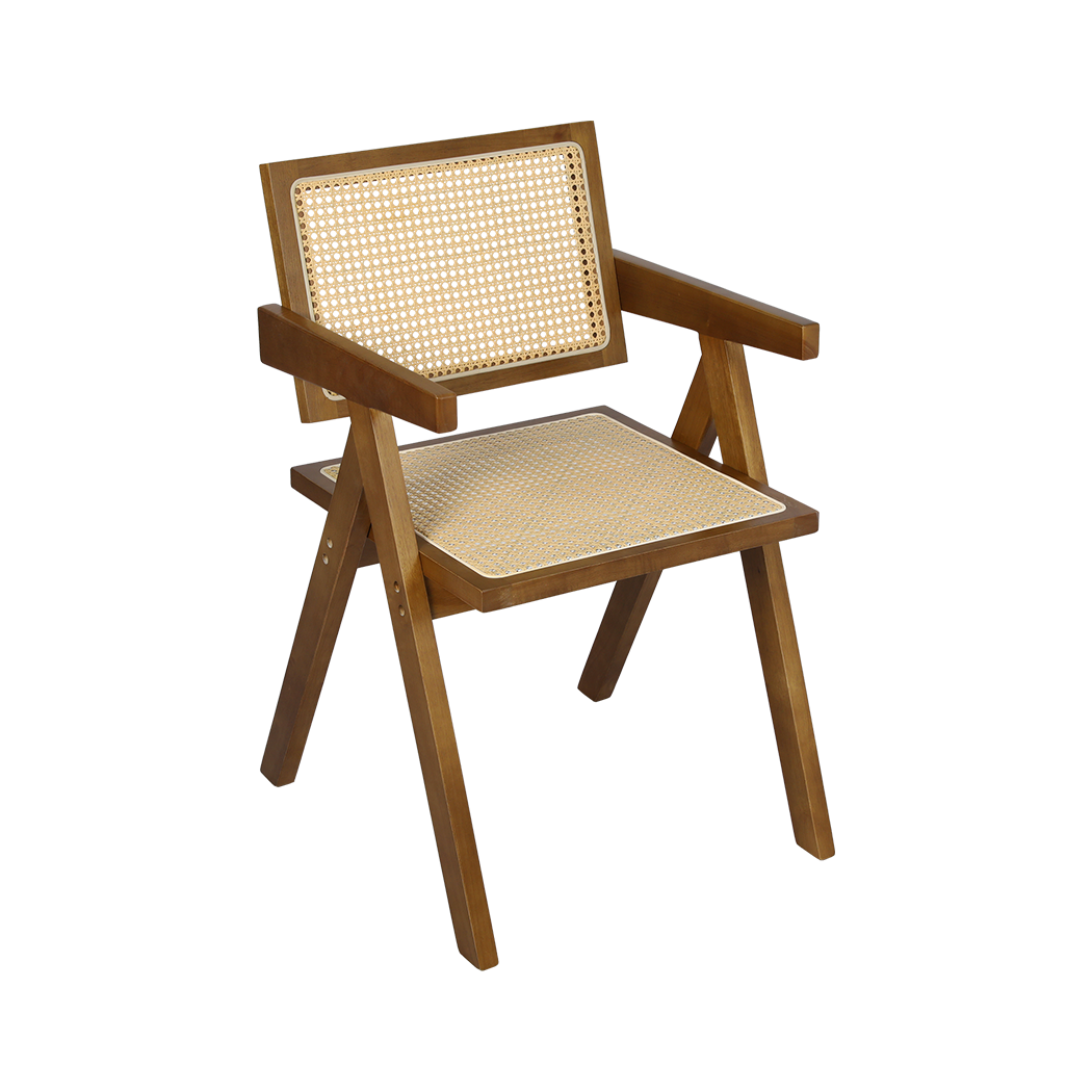 Levede 6x Walnut Wicker Armchair Dining Chair-1975420361449279496