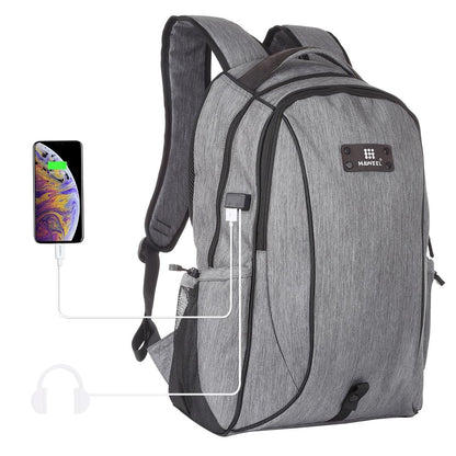 Grey Canvas Dual-Shoulder Laptop Backpack - Portable Outdoor-1915196546702512128