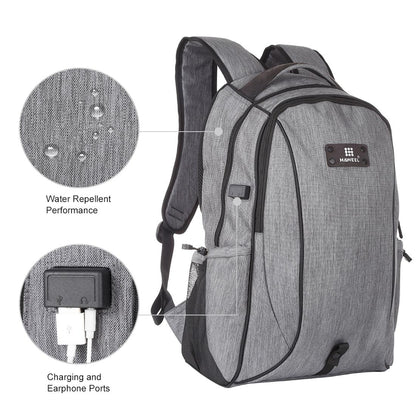 Grey Canvas Dual-Shoulder Laptop Backpack - Portable Outdoor-1915196546702512132