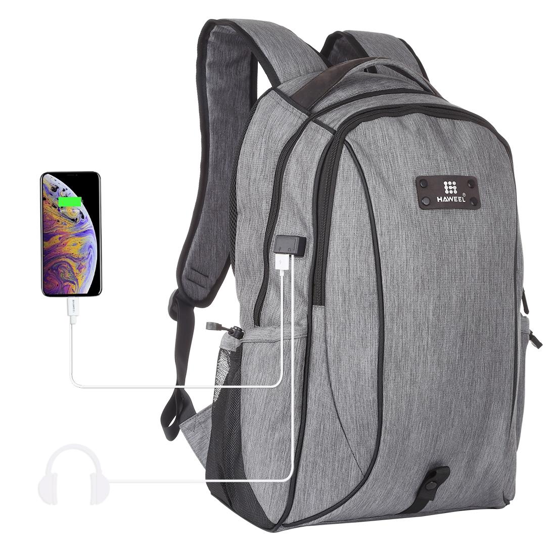 Grey Canvas Dual-Shoulder Laptop Backpack - Portable Outdoor-1915196546702512137