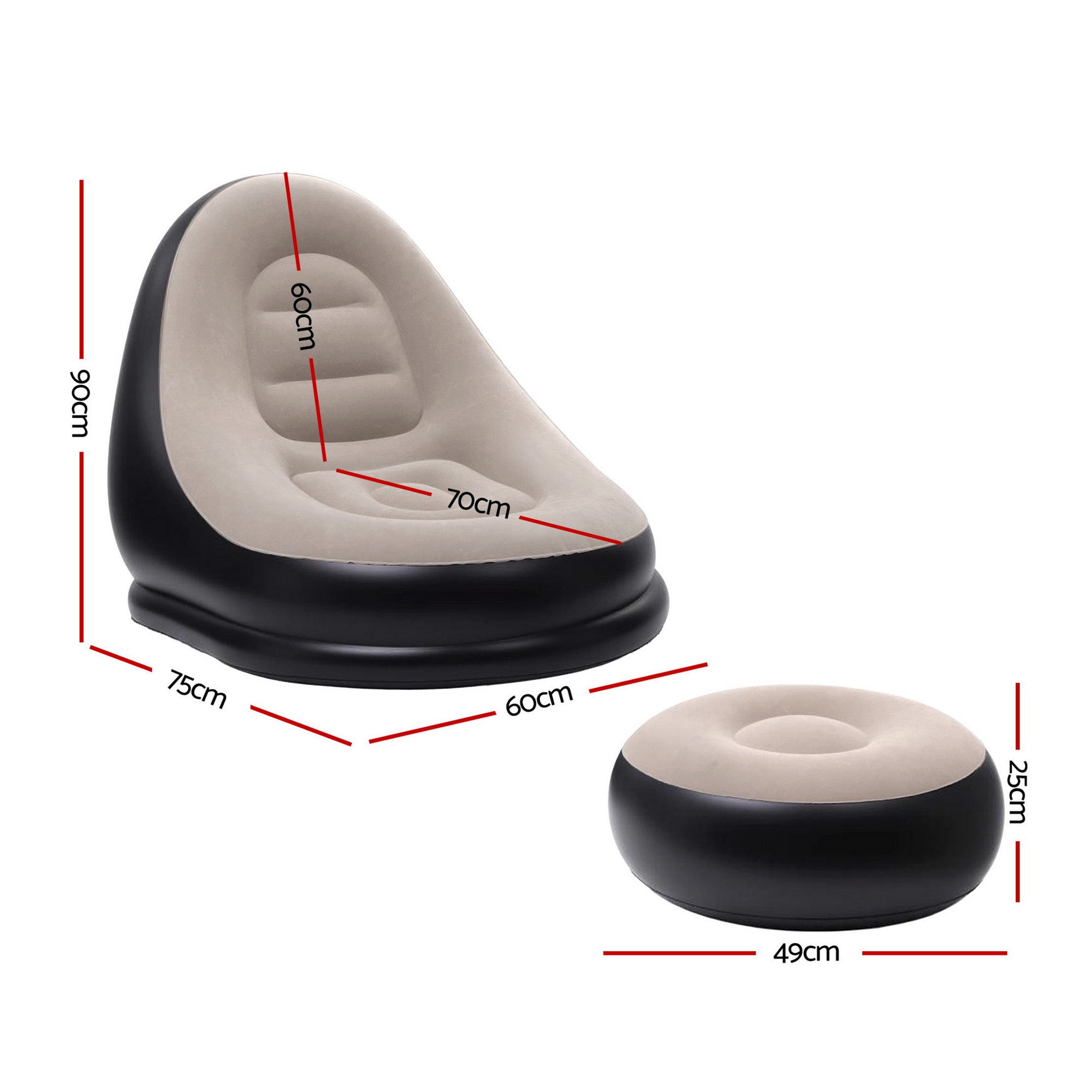 Gardeon Inflatable Chair with Ottoman Air Sofa Blow Up Air Chair for Camping with Pump - Bens Market Place