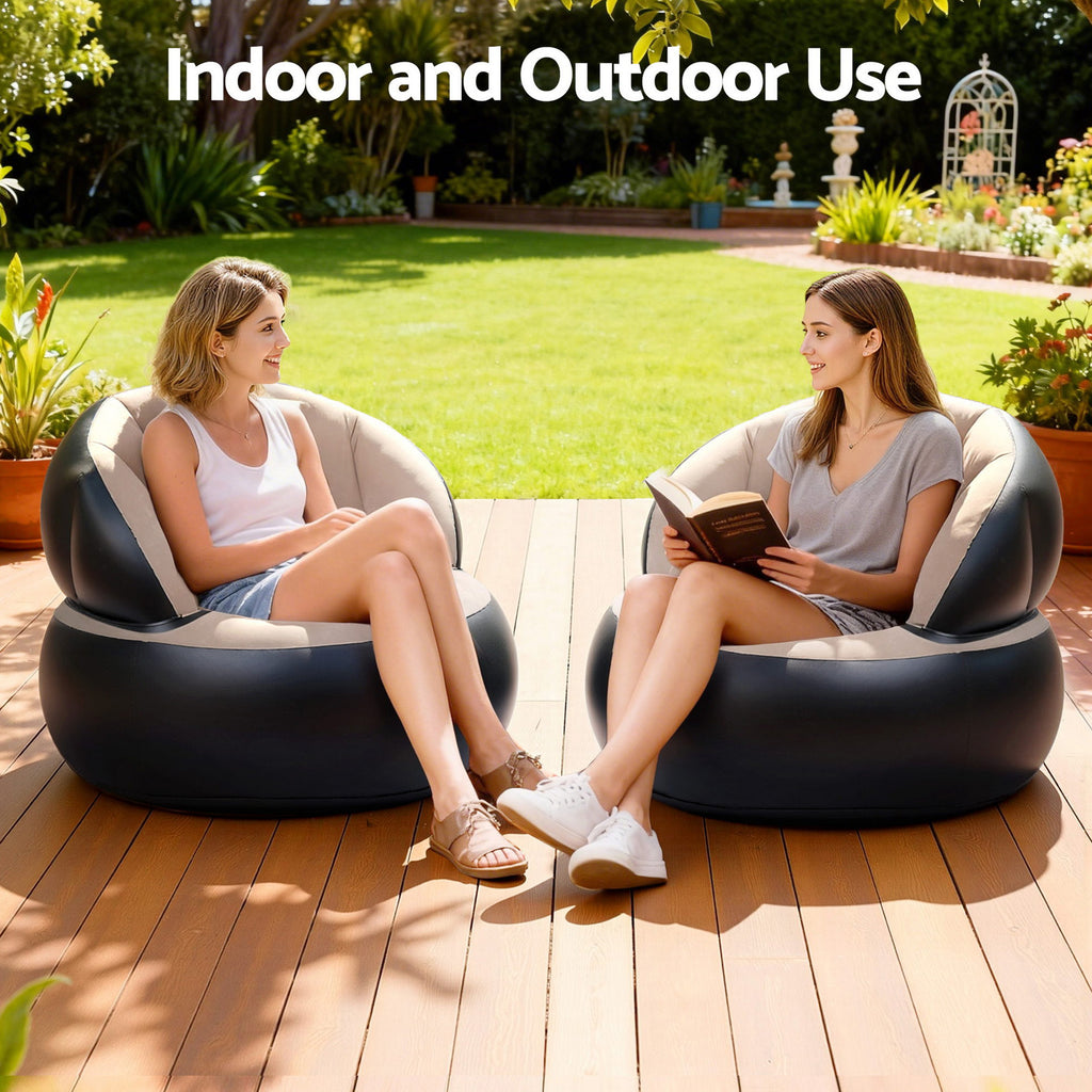 Gardeon Inflatable Chair Blow Up Folding Air Chairs Sofa for Camping with Pump - Bens Market Place