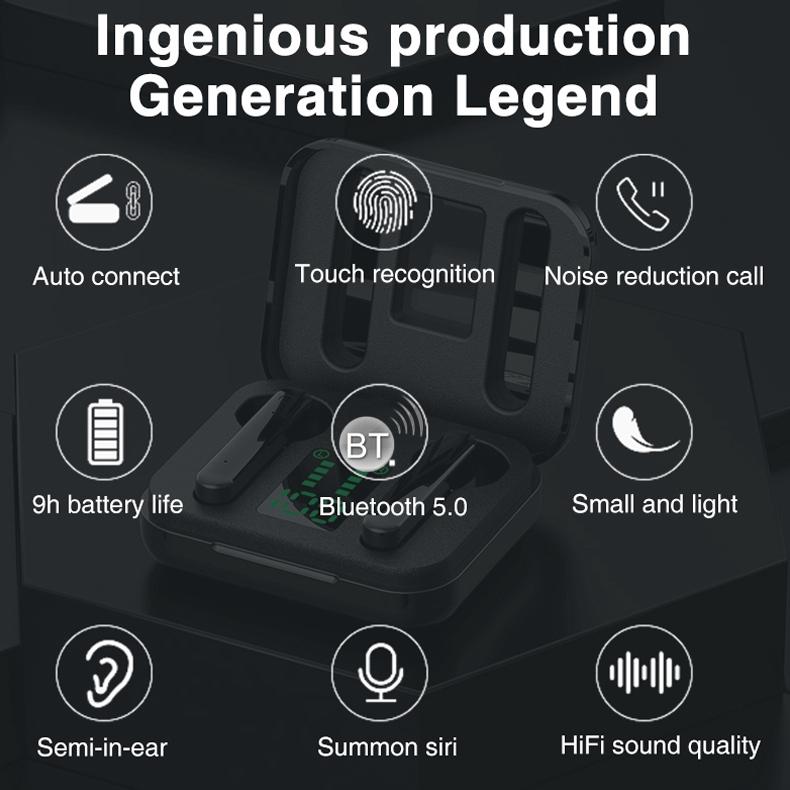 Wireless Bluetooth Earphones With Charging Box & Led Display-1915196637760851972