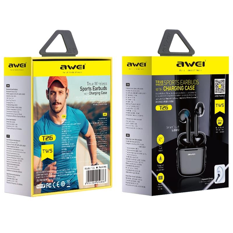 Wireless Sports Headset With Charging Case - T26 Tws Bluetooth V5.0 - Black-1915196703661756419