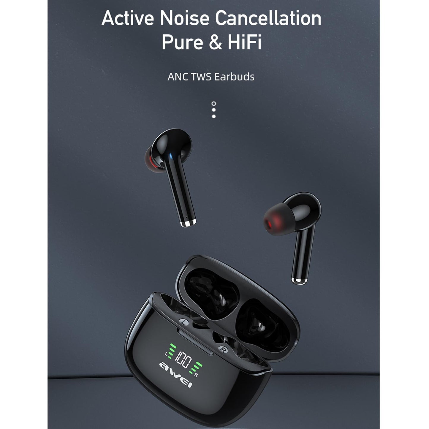 Wireless Anc Bluetooth Earphones - Black-1915196725233061889