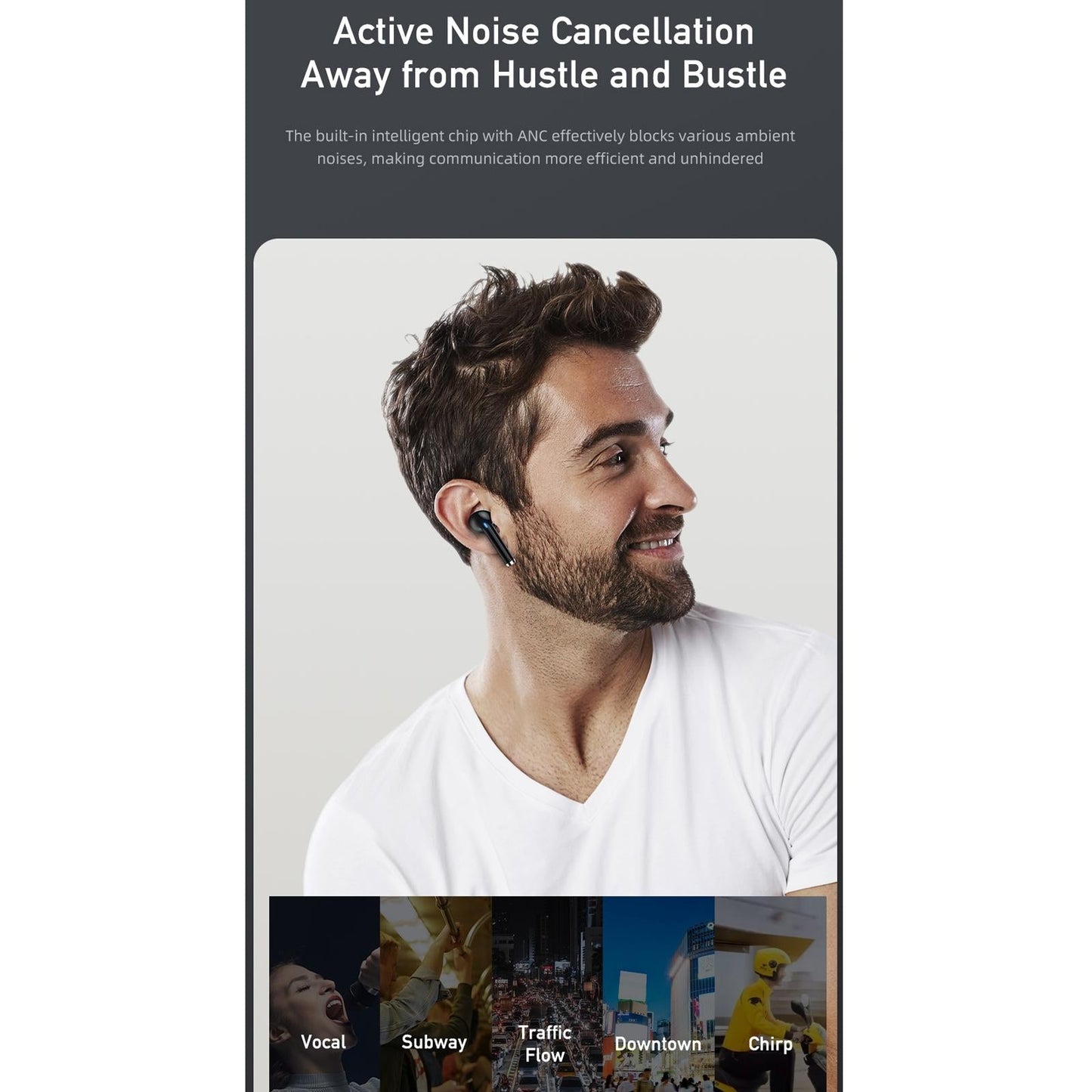 Wireless Anc Bluetooth Earphones - Black-1915196725233061890