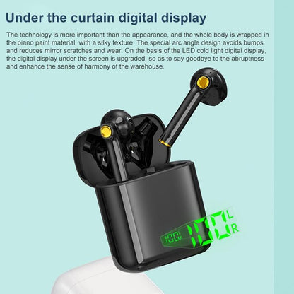 Waterproof Bluetooth Earphones With Digital Display - Black-1915196734078849028