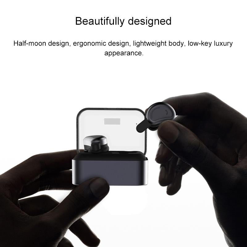 Wireless Bluetooth Earphones With Charging Box - Half Moon Shape Gold-1915196562909302787