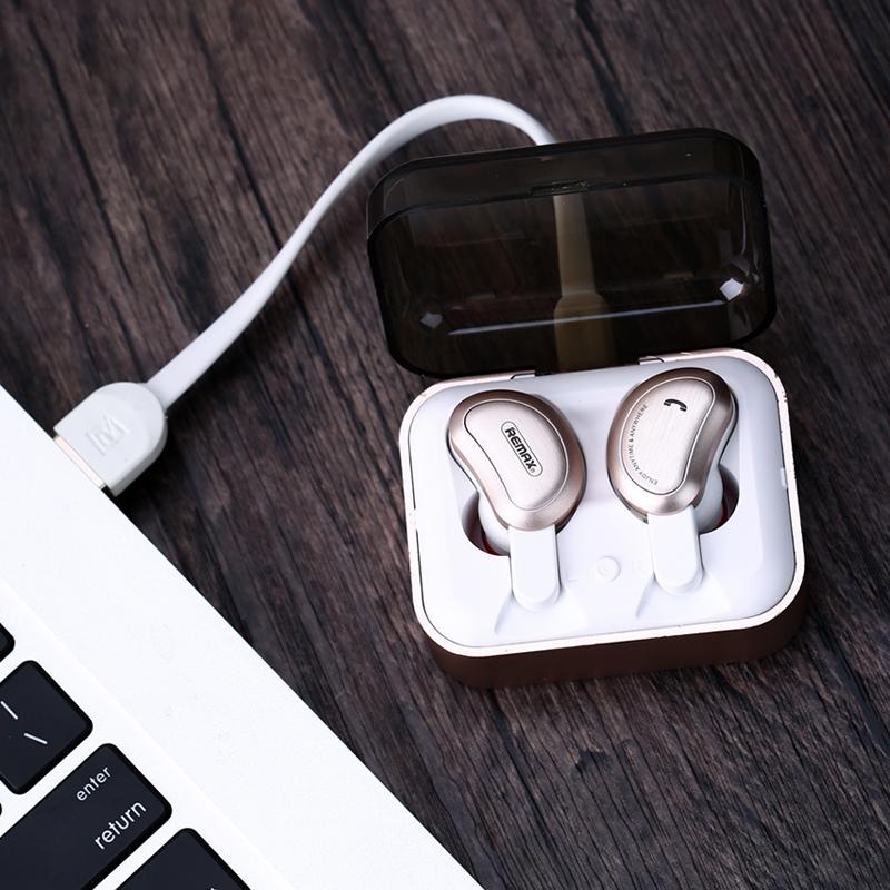 Wireless Bluetooth Earphones With Charging Box - Half Moon Shape Gold-1915196562909302790