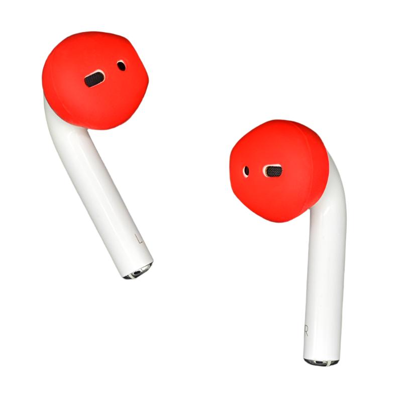 2-Pack Silicone Ear Caps For Apple Airpods / Earpods - Red-1915196591682228224