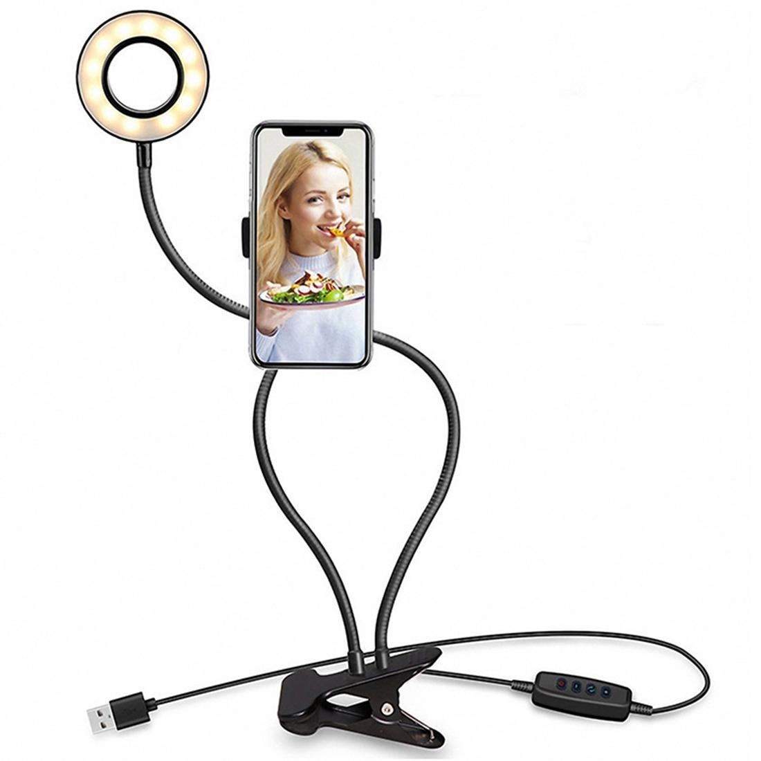 Selfie Ring Light With Phone Holder And Lazy Bracket - Perfect For Live Streaming And Broadcasts-1915197387253616641