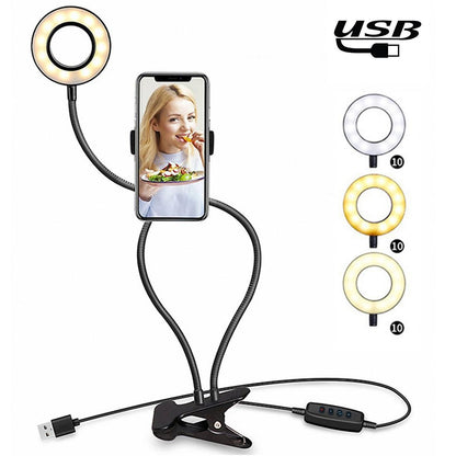 Selfie Ring Light With Phone Holder And Lazy Bracket - Perfect For Live Streaming And Broadcasts-1915197387253616649