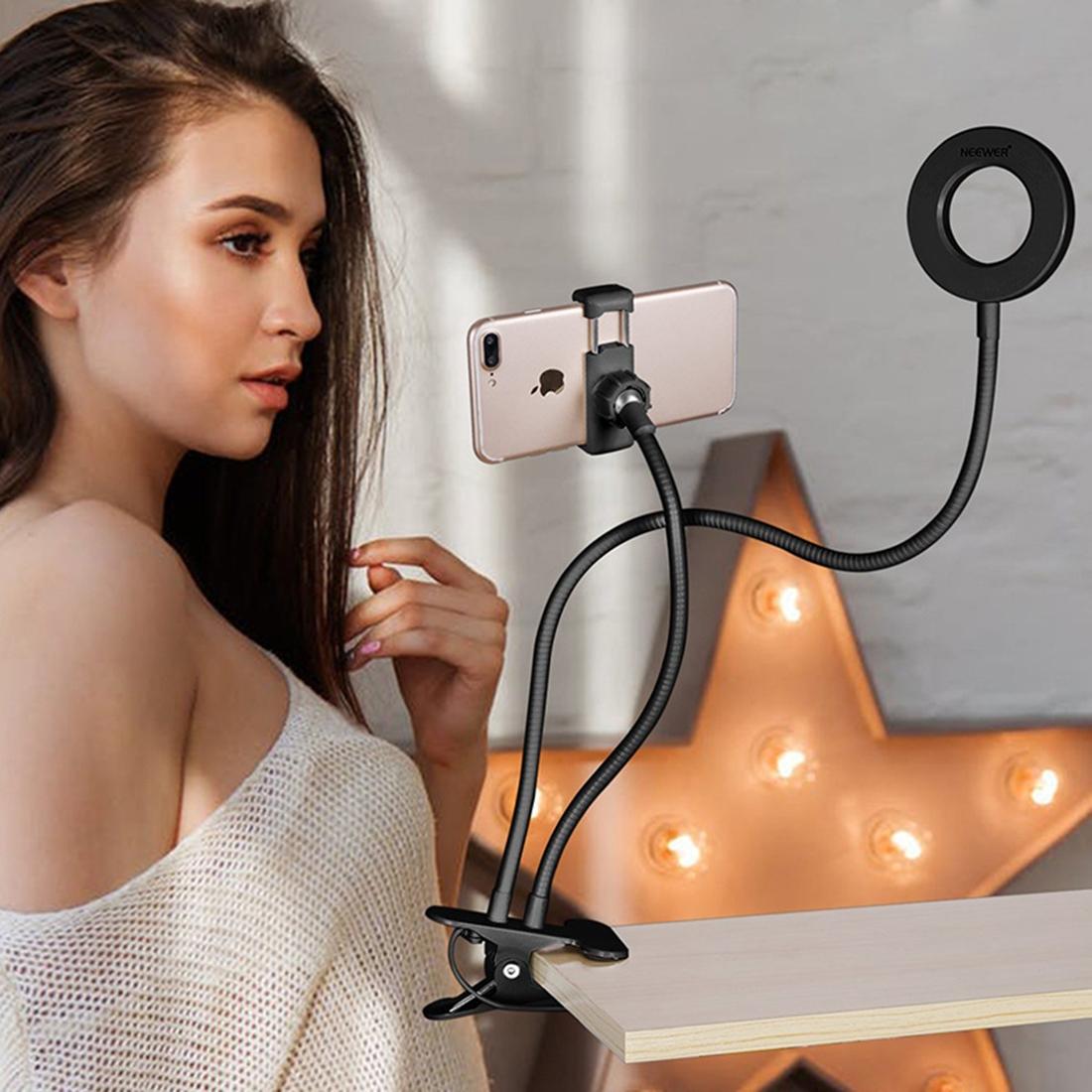 Selfie Ring Light With Phone Holder And Lazy Bracket - Perfect For Live Streaming And Broadcasts-1915197387253616648