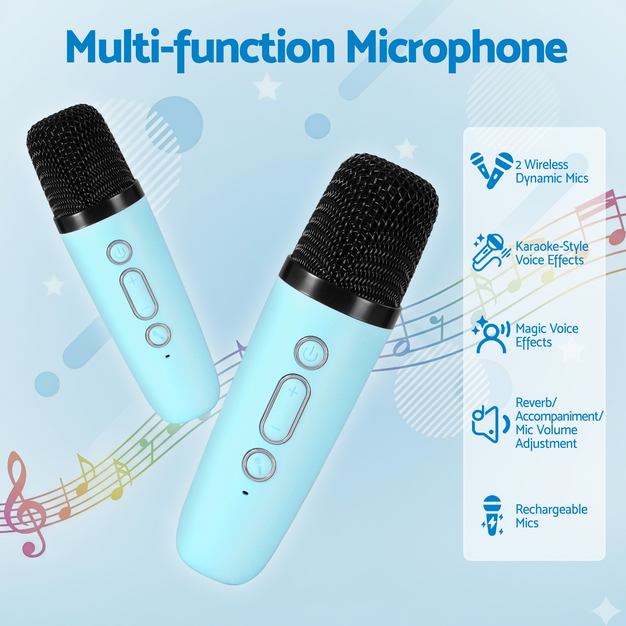 Alpha Mini Portable Karaoke Machine for Adults Kids with 2 Wireless Microphones - Bens Market Place