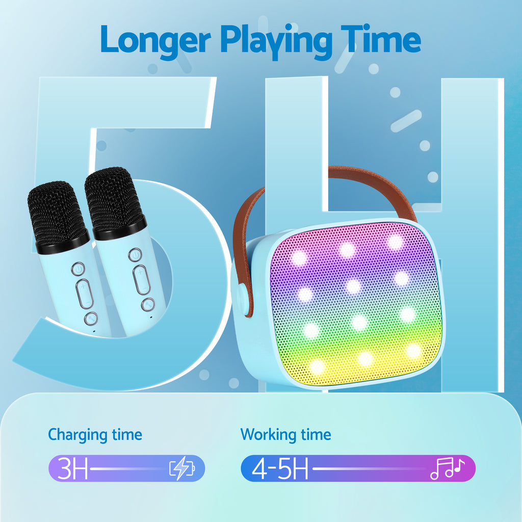 Alpha Mini Portable Karaoke Machine for Adults Kids with 2 Wireless Microphones - Bens Market Place