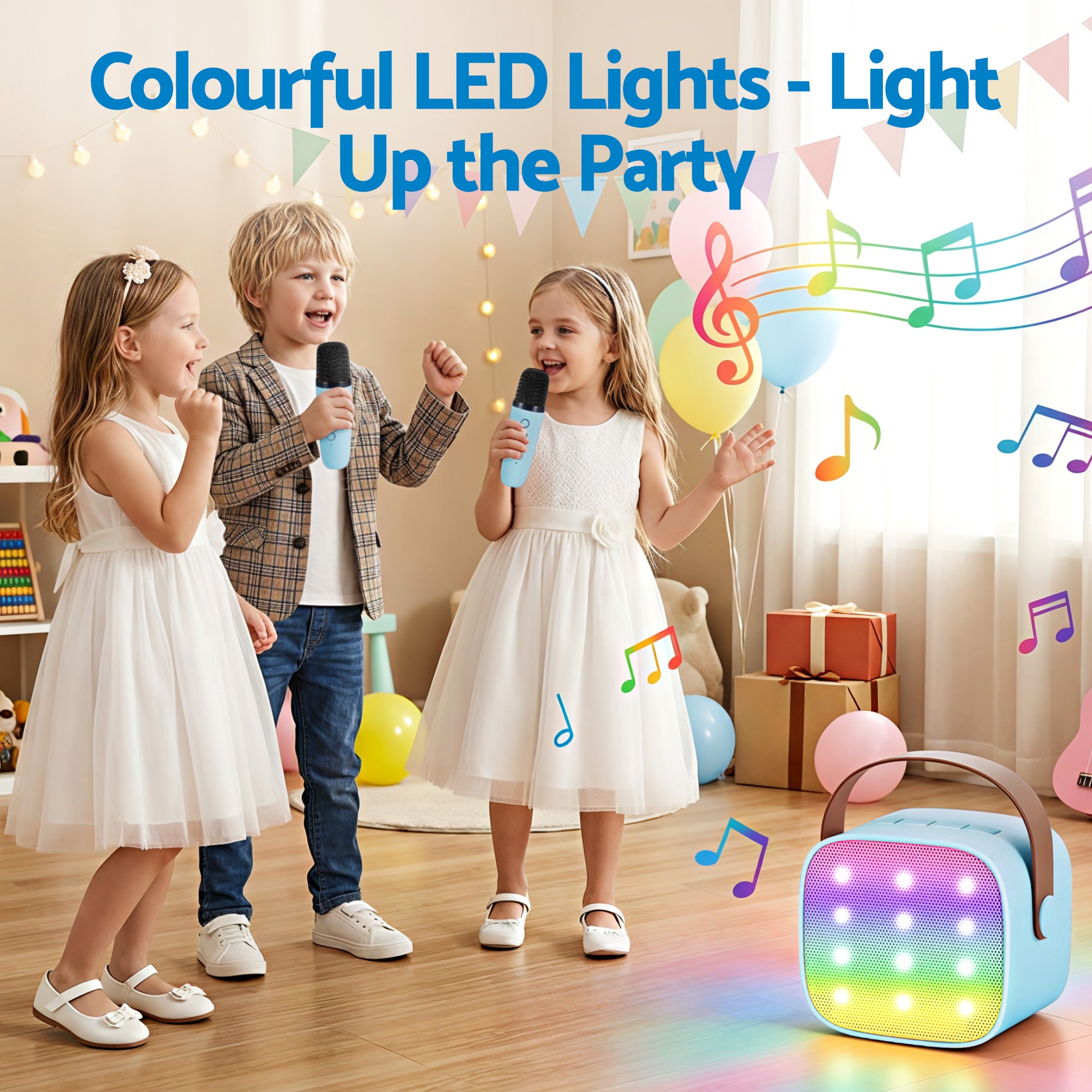 Alpha Mini Portable Karaoke Machine for Adults Kids with 2 Wireless Microphones - Bens Market Place