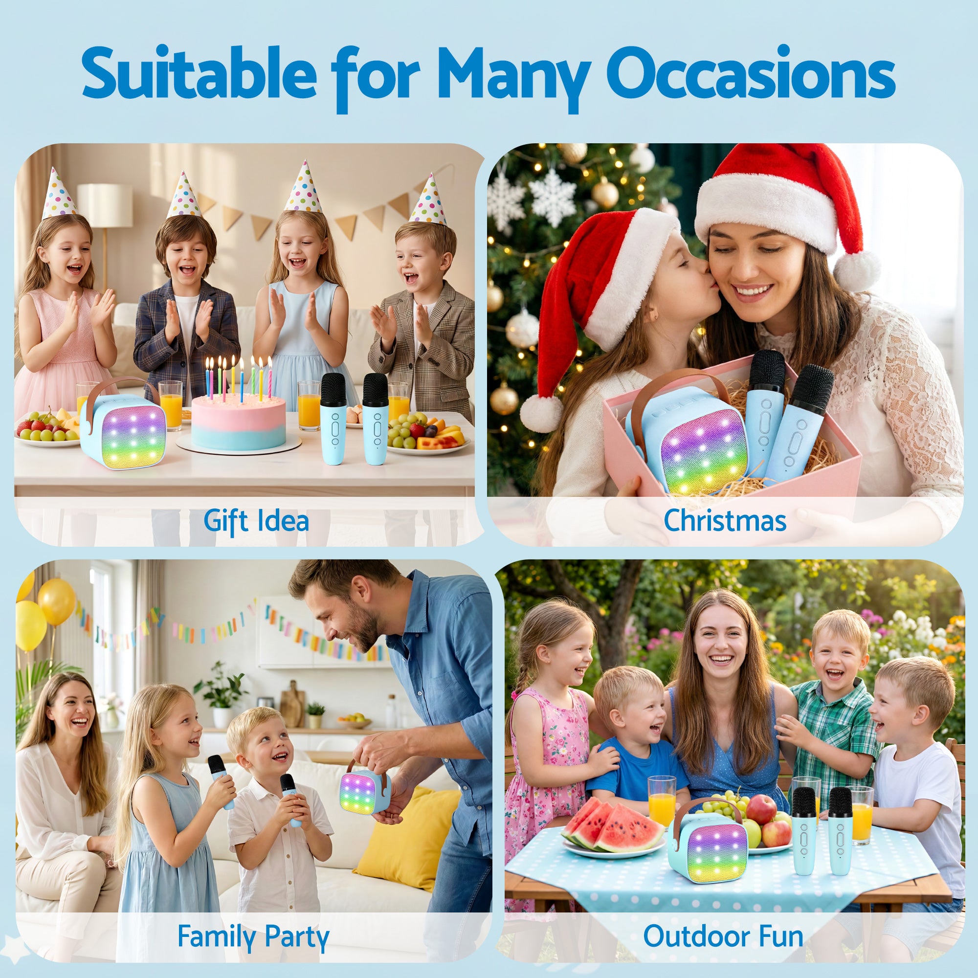 Alpha Mini Portable Karaoke Machine for Adults Kids with 2 Wireless Microphones - Bens Market Place