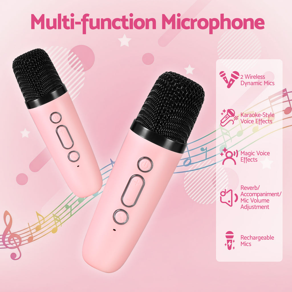 Alpha Mini Portable Karaoke Machine for Adults Kids with 2 Wireless Microphones - Bens Market Place