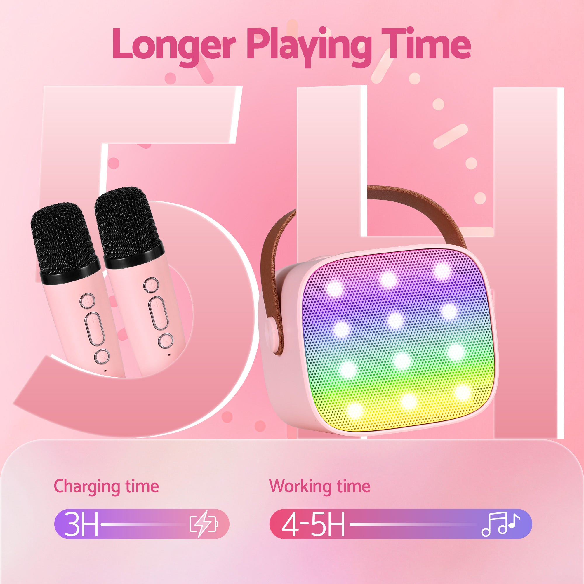 Alpha Mini Portable Karaoke Machine for Adults Kids with 2 Wireless Microphones - Bens Market Place