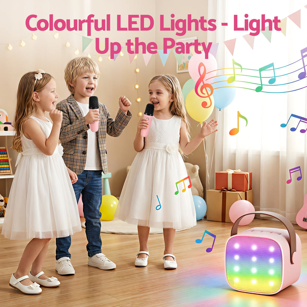 Alpha Mini Portable Karaoke Machine for Adults Kids with 2 Wireless Microphones - Bens Market Place