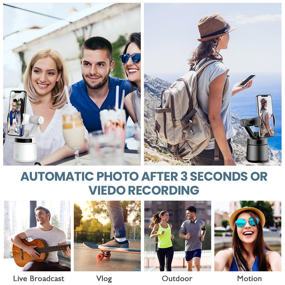 360 Degree Intelligent Tracking Tripod Head - White-1964932159928143876