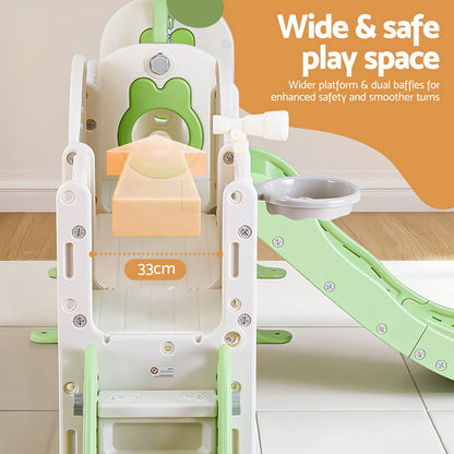 Keezi Kids Slide Swing Set Basketball Hoop Ring Football Outdoor Toys 140cm Green