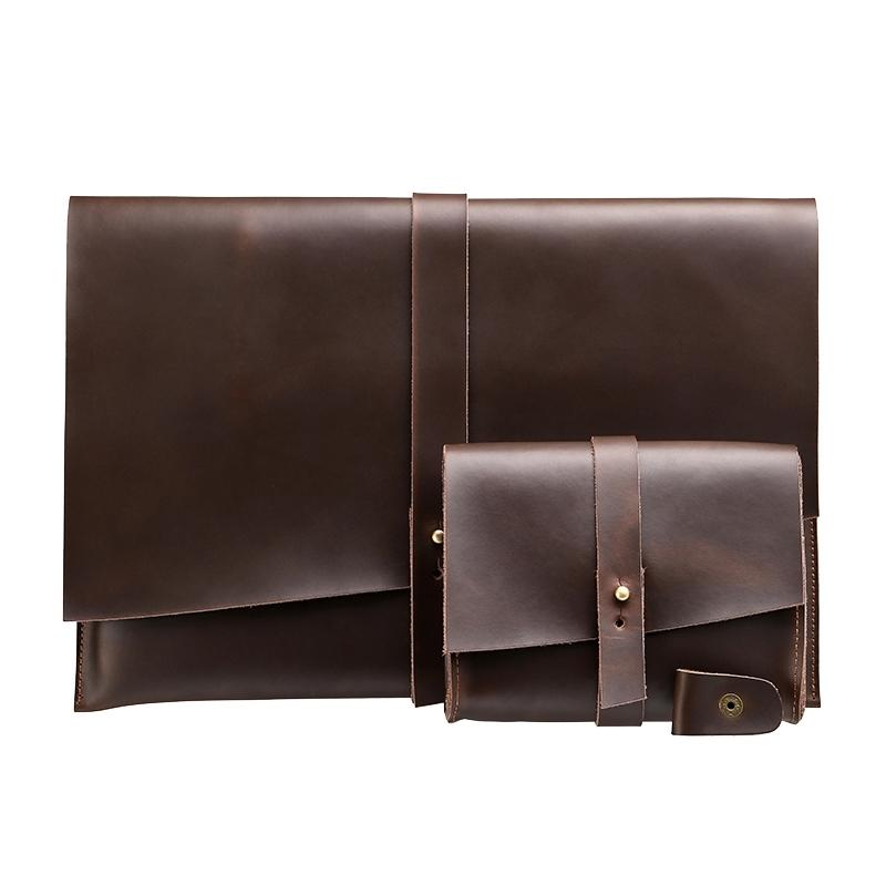 Versatile Leather Laptop Bag With Cable Winder - Fits 12 Macbook Samsung Sony Dell Alienware Chuwi Asus Hp - Coffee-1915196516063121408