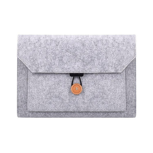 15.4 Inch Grey Felt Laptop Inner Bag With Multi-Purpose Button-1915196556651401217