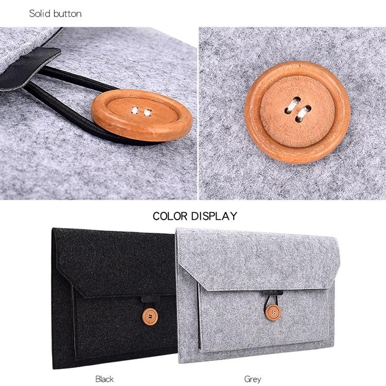 15.4 Inch Grey Felt Laptop Inner Bag With Multi-Purpose Button-1915196556651401218
