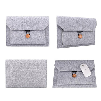 15.4 Inch Grey Felt Laptop Inner Bag With Multi-Purpose Button-1915196556651401219