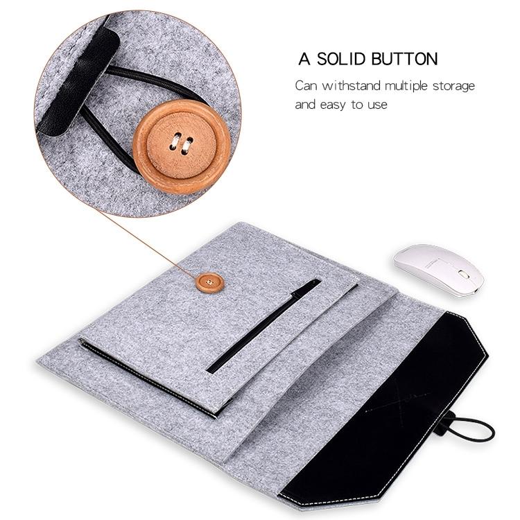 15.4 Inch Grey Felt Laptop Inner Bag With Multi-Purpose Button-1915196556651401222