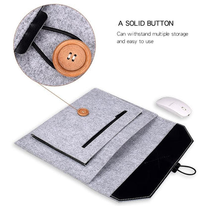 15.4 Inch Grey Felt Laptop Inner Bag With Multi-Purpose Button-1915196556651401222
