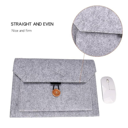 15.4 Inch Grey Felt Laptop Inner Bag With Multi-Purpose Button-1915196556651401223