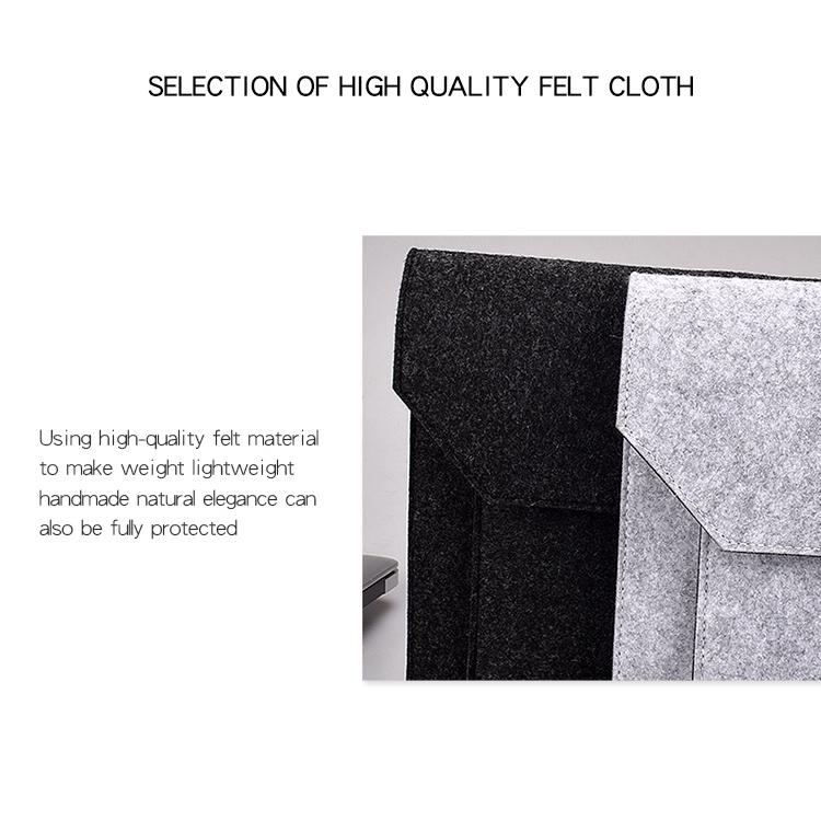 15.4 Inch Grey Felt Laptop Inner Bag With Multi-Purpose Button-1915196556651401224