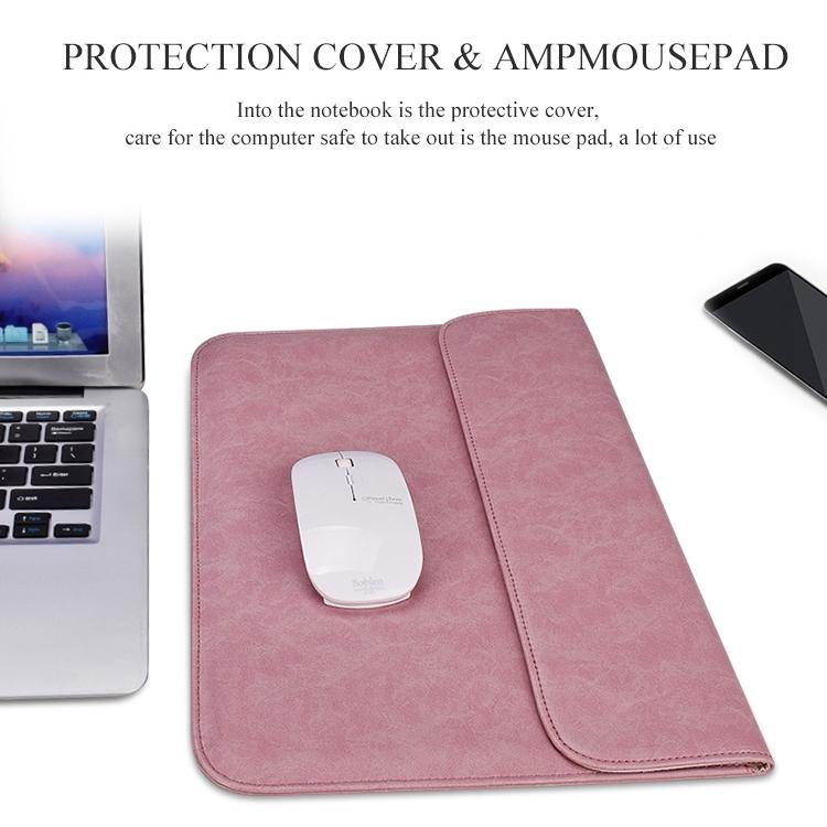 13.3 Inch Laptop Inner Bag With Magnetic Buckle And Small Bag - Pink Leather-1915196536166420489