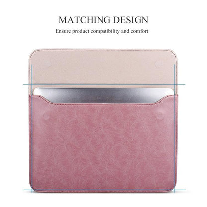 14.1 Inch Laptop Inner Bag With Magnetic Buckle And Small Bag - Pink Leather-1915196537558929414