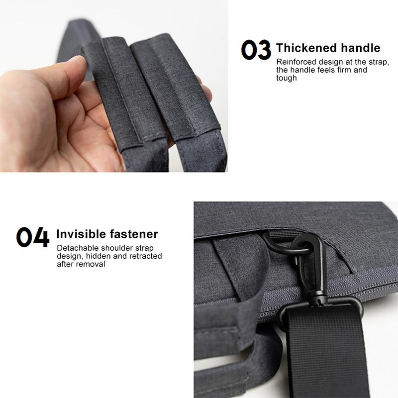 Multi-Functional 14-15.4 Inch Laptop Handbag With Trolley Case Belt - Grey-1915196552977190919