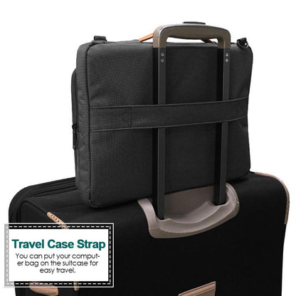 Waterproof Nylon Laptop Handbag With Trolley Strap - Fits 13-14 Inch Laptops - Black-1915196679712280582