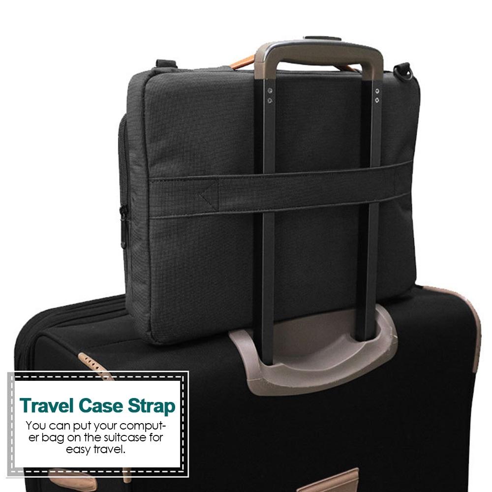 Waterproof Nylon Laptop Handbag With Trolley Strap - Fits 15-15.6 Laptops - Black-1915196705771491334