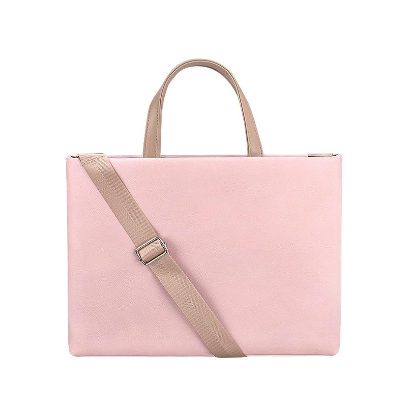 13.3 Inch Pink Laptop Crossbody Bag - Waterproof Pu Material-1915196536015425536