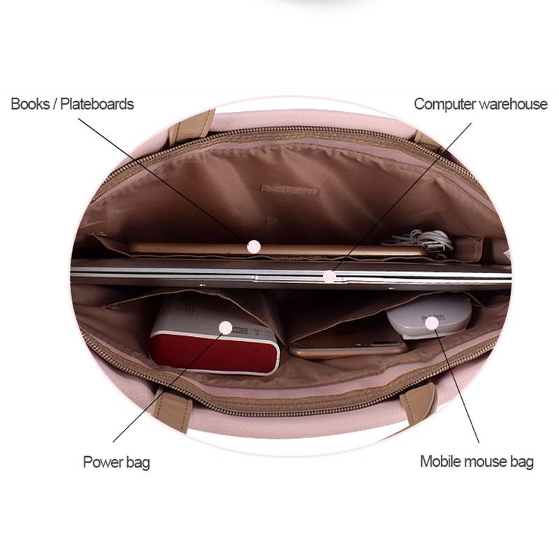 13.3 Inch Pink Laptop Crossbody Bag - Waterproof Pu Material-1915196536015425540