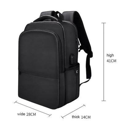 Waterproof Laptop Backpack With Usb Interface For 15 Laptops - Black-1915196721676292098