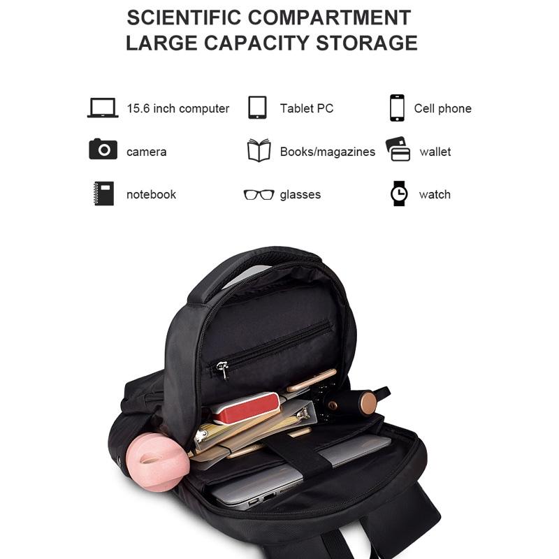 Waterproof Laptop Backpack With Usb Interface For 15 Laptops - Black-1915196721676292099