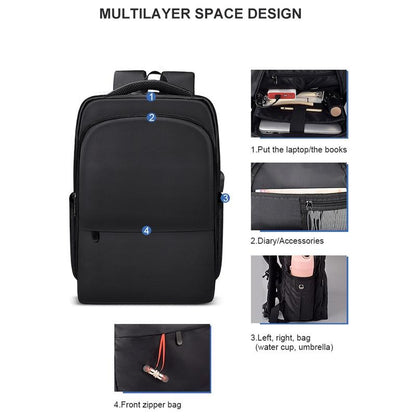 Waterproof Laptop Backpack With Usb Interface For 15 Laptops - Black-1915196721676292100