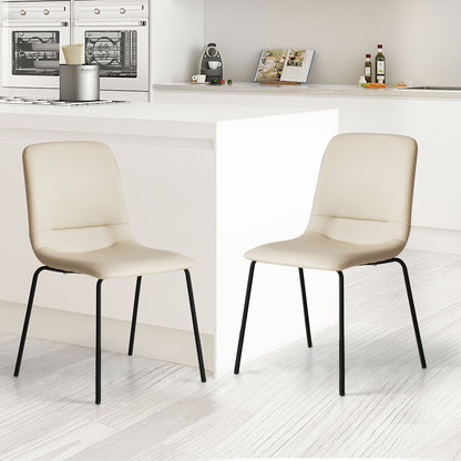 Levede Stackable Dining Chairs Kitchen Beige Set of 8-1973193561876860934