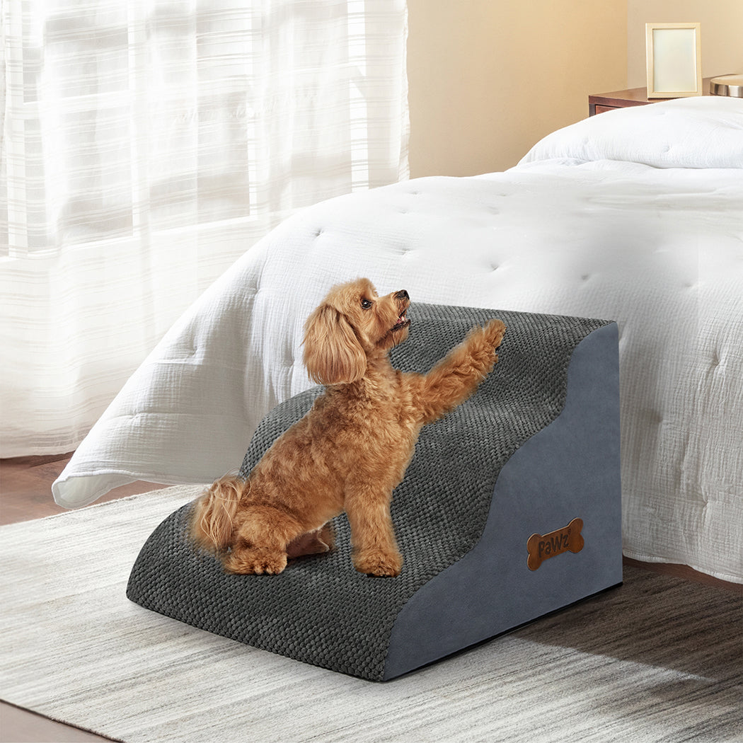 Pawz 3 Steps Pet Stairs Dog Ramp High Density Foam Grey-1973193539579940870