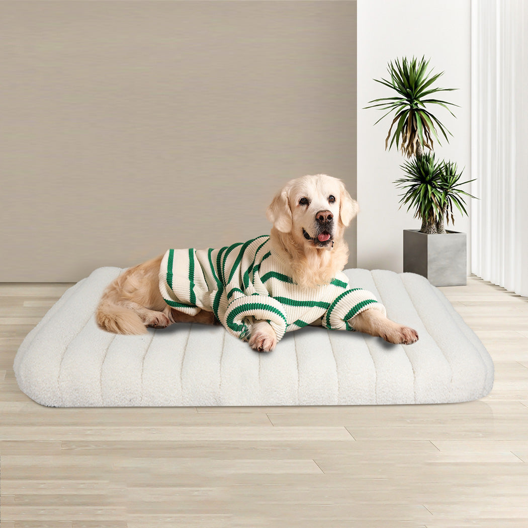 Pawz XL Size Orthopedic Dog Bed with Sherpa Plush Removable Cover in White-1975420345791942662