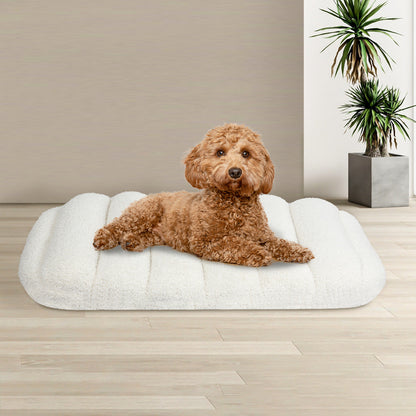 Pawz M Size Orthopedic Dog Bed with Sherpa Plush Removable Cover in White-1975420345263460358