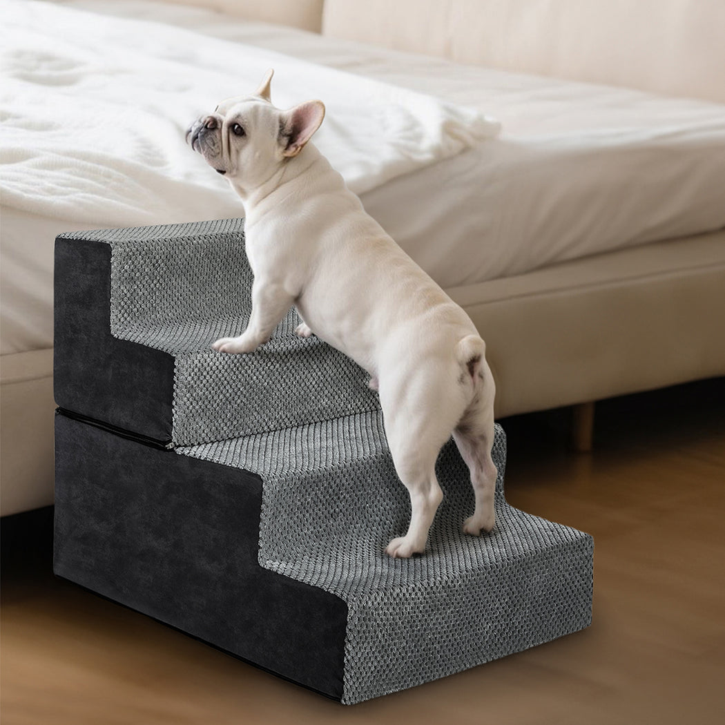 Pawz 4 Steps Pet Stairs Dog Ramp High Density Foam Grey-1973193605396959238