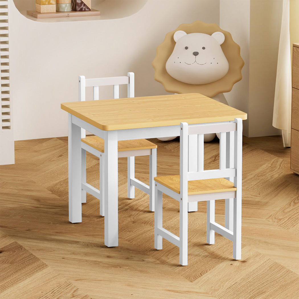 Bopeep Kids Table and Chairs Set Wooden 3PCS Study Play-1973193533703720966